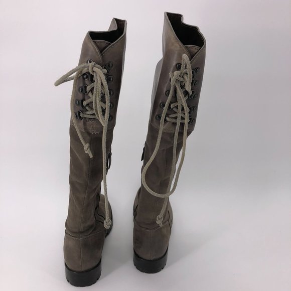 Cole Haan Nike Air Waterproof Knee High Boots Weathered Suede Leather Brown Lace - Picture 6 of 16